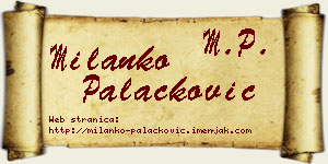 Milanko Palačković vizit kartica